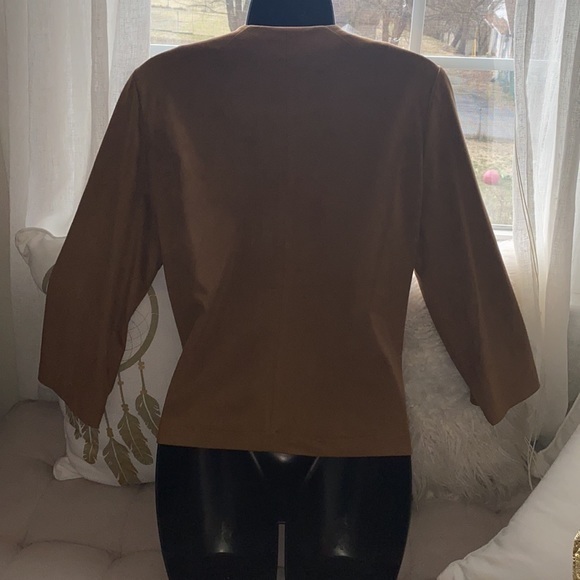 Chico’s Faux Suede Grommet LS Cafe Breve size 0 - Picture 4 of 8